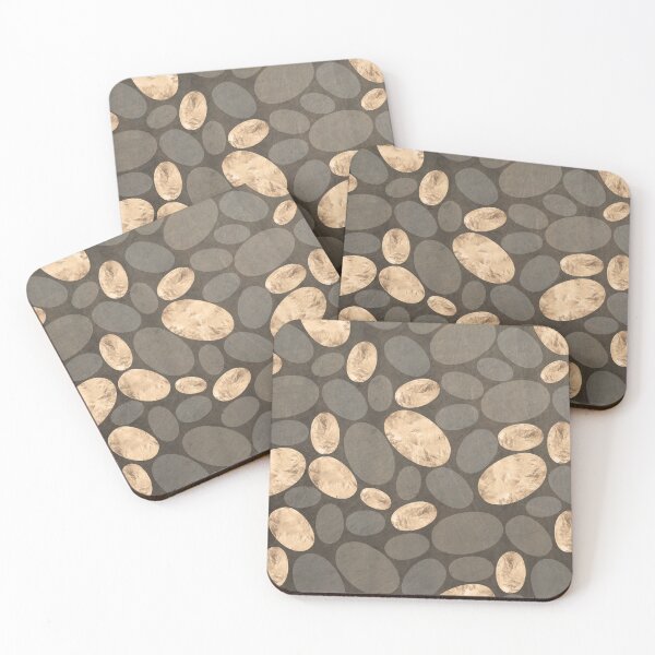 Metallic Golden Egg Pattern on Brown Scratched Texture Background Coasters (Set of 4)