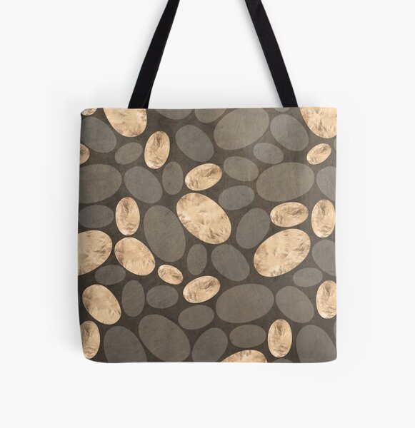 Metallic Golden Egg Pattern on Brown Scratched Texture Background All Over Print Tote Bag