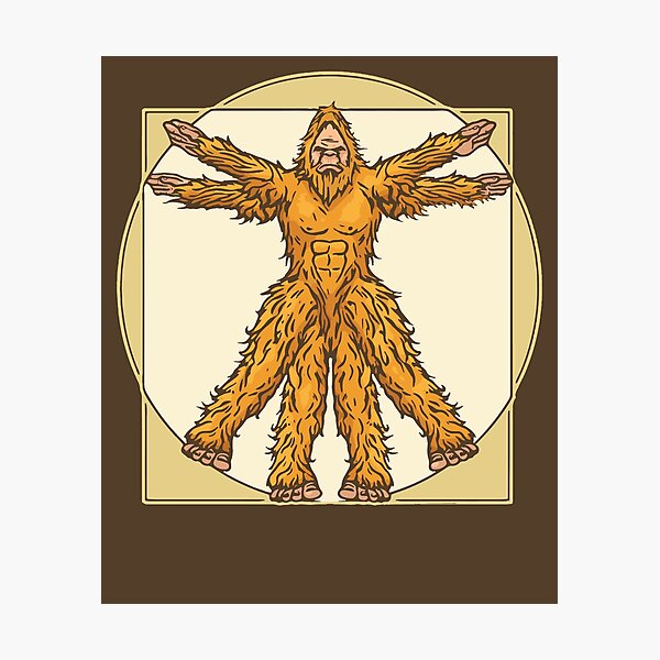 Item preview, Vitruvian Bigfoot Funny Leonardo da Vinci Sasquatch Vintage designed and sold by giantstepdesign.