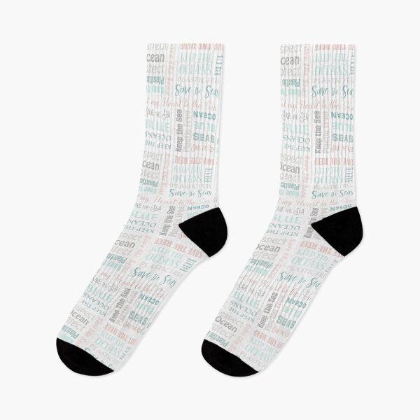 Item preview, Protect the Oceans Save the Sea lettering - aqua and coral on white designed and sold by Fibracreativa.