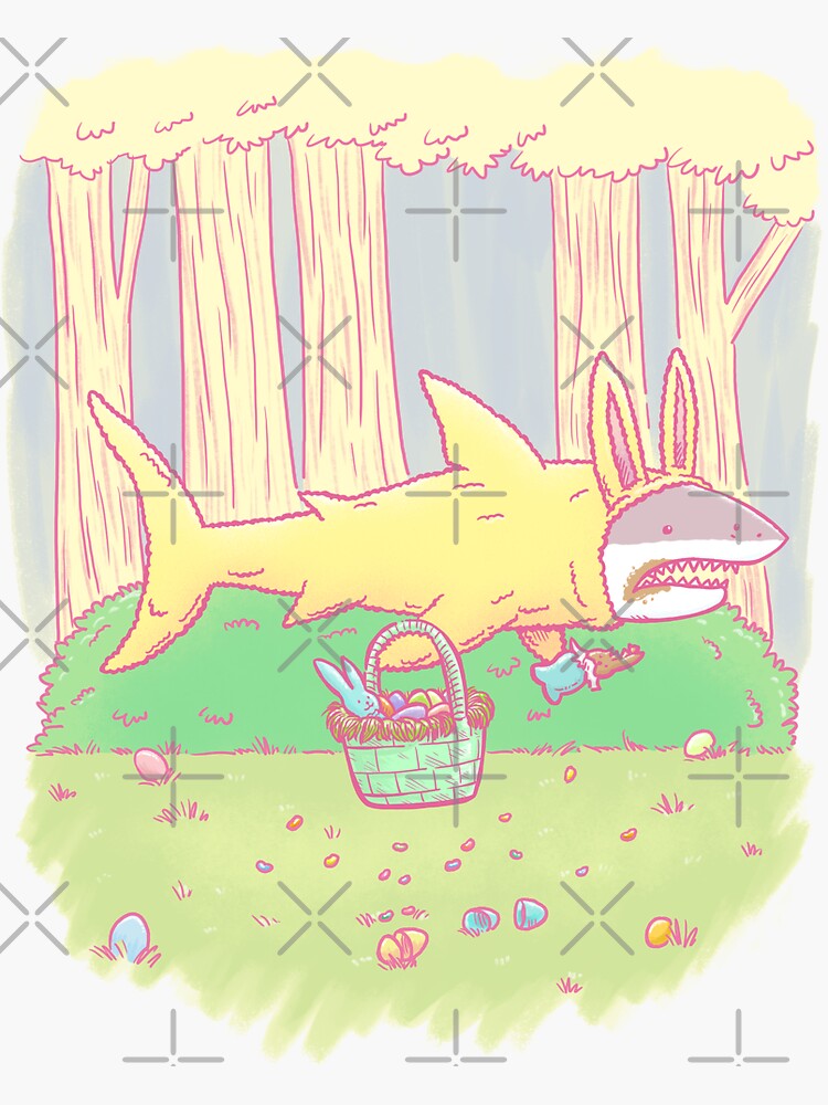Thumbnail 3 of 3, Sticker, The Easter Bunny Shark designed and sold by nickv47.