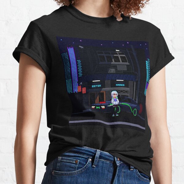 Cyberpunk Miru avec fond T-shirt classique