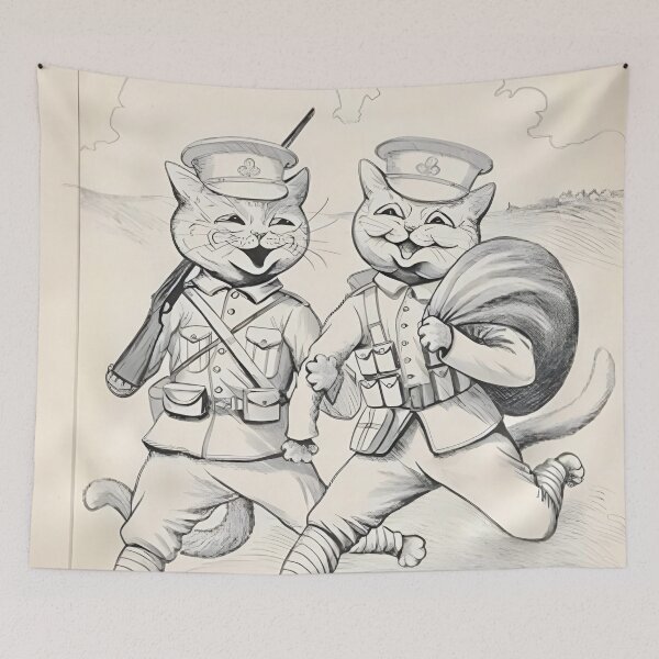 Item preview, Even the Kilkenny Cats have Shaken hands and Gone to the Front by Louis Wain designed and sold by WonderweissStudio.