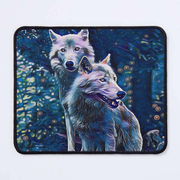 Item preview, Magic Wolf Art Colorful Wolf Couple Under Stars designed and sold by SolSel ⭐⭐⭐⭐⭐.