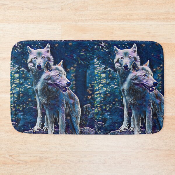 Item preview, Magic Wolf Art Colorful Wolf Couple Under Stars designed and sold by SolSel ⭐⭐⭐⭐⭐.