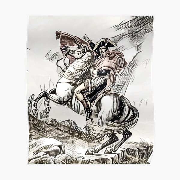 Napoleon Crossing The Alps Drawing Poster For Sale By Art Refreshed   Poster,504x498,f8f8f8 Pad,600x600,f8f8f8.u1 