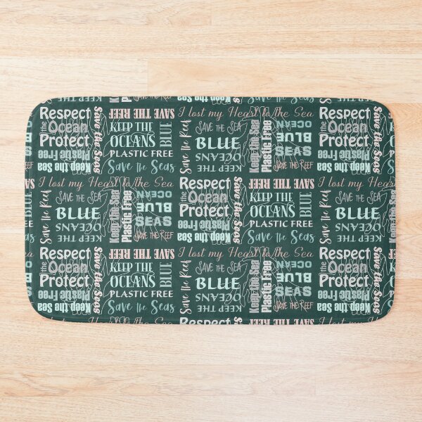 Item preview, Respect the Oceans Save the Sea lettering - aqua and coral on emerald designed and sold by Fibracreativa.