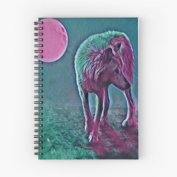 Item preview, Magic Wolf Art Colorful Lone Wolf Under Pink Moon designed and sold by SolSel ⭐⭐⭐⭐⭐.