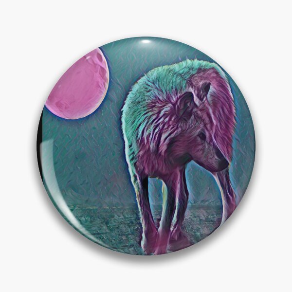 Artikelvorschau, Magic Wolf Art Bunter einsamer Wolf unter rosa Mond entworfen und verkauft von SolSel ⭐⭐⭐⭐⭐.