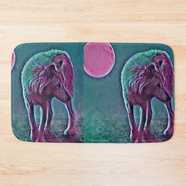 Item preview, Magic Wolf Art Colorful Lone Wolf Under Pink Moon designed and sold by SolSel ⭐⭐⭐⭐⭐.