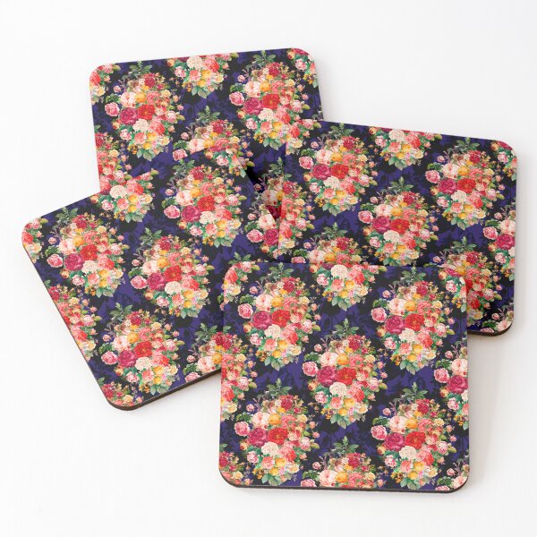Artikelvorschau, Blumen in einem Rautenmuster, dekoratives Muster, modernes Design, Blumen-Repeat-Muster, dunkelblaues Blumenmuster entworfen und verkauft von ZeinabTaha.