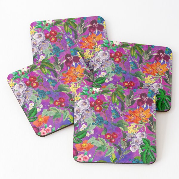 Artikelvorschau, Exotische Blumen und Blätter Himmel, Blätter und Blumen tropischen Muster, botanische Illustration, rosa blau florale Illustration entworfen und verkauft von ZeinabTaha.