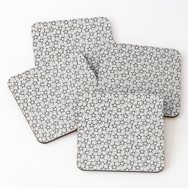 Item preview, White Japanese Flower on black background designed and sold by KaitoJapanDesign.