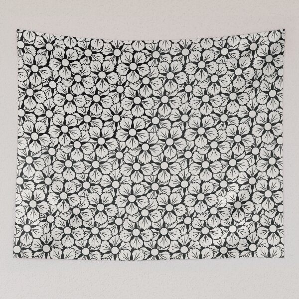 Item preview, White Japanese Flower on black background designed and sold by KaitoJapanDesign.