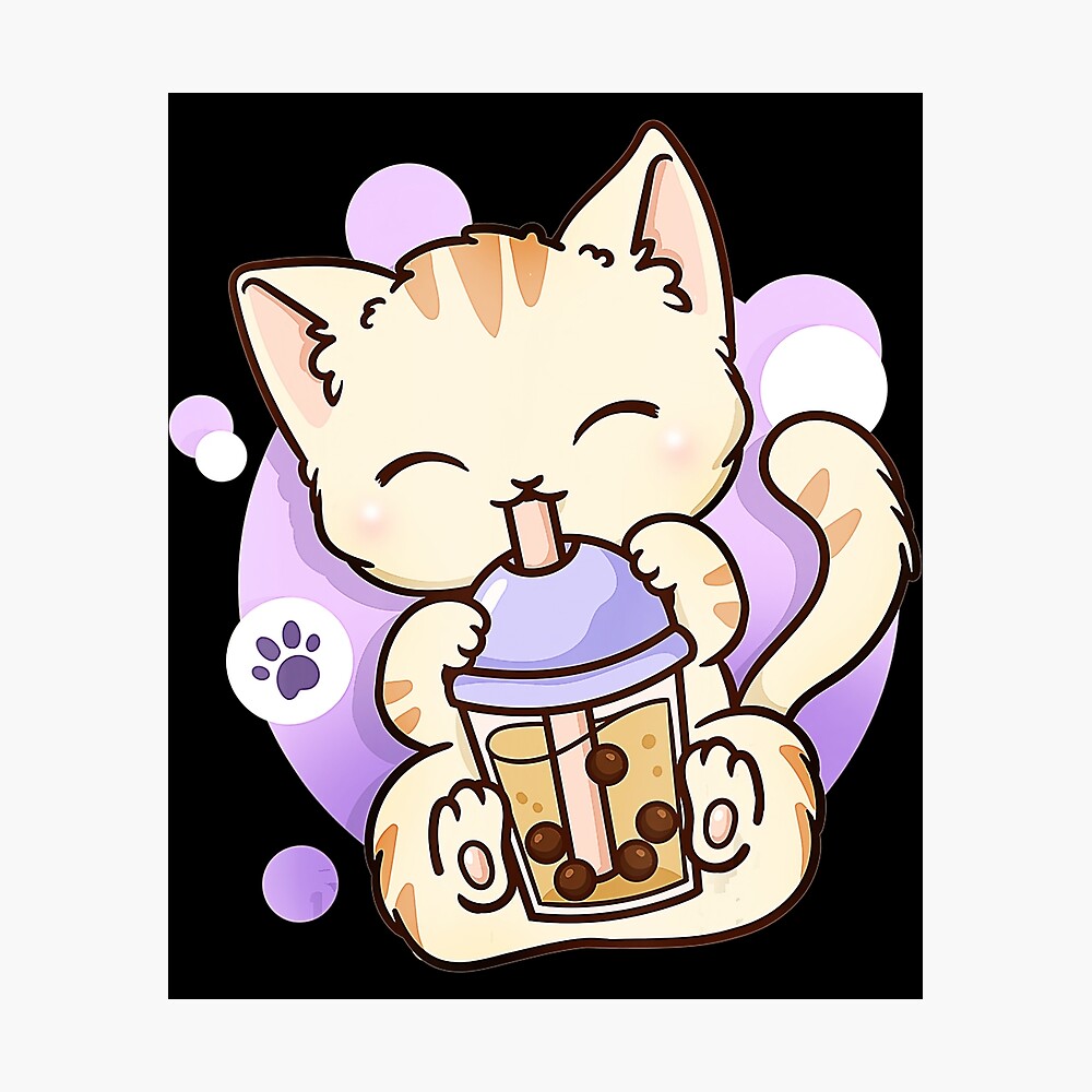 Cat Boba Tea Bubble Tea Anime Kawaii Japanese Girls Teenager