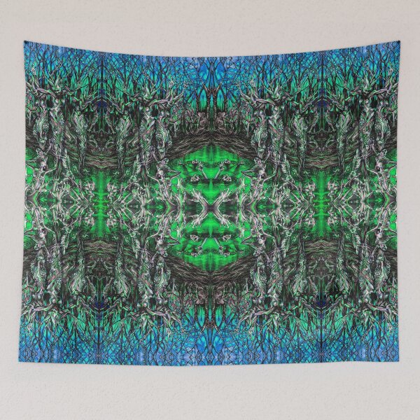 Item preview, The Seventh Circle - Green - Dante's Inferno - Dark Psychedelic Art Tapestry Print designed and sold by SubQtaneousArt.