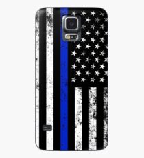 Polizei redete beunruhigte vertikale amerikanische Flagge an Hülle & Klebefolie für Samsung Galaxy