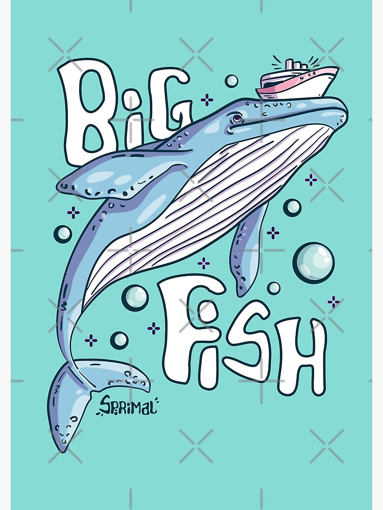 Disover Big Fish metaphor Whale caught boat Premium Matte Vertical Poster