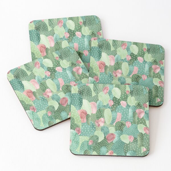 Abstract Watercolour Cactus Coasters (Set of 4)
