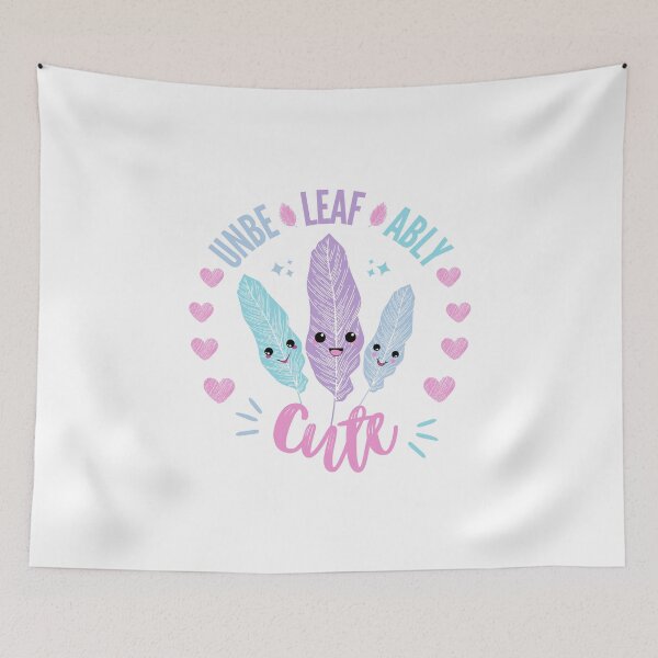 Item preview, UnBeLeafably Cute Slogan | Purple, Blue, Pink & Turquoise Kawaii Pastel Leaves designed and sold by AurayaStudio.
