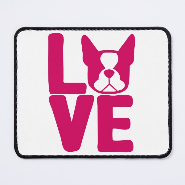 Item preview, Boston Terrier LOVE square in pink - Boston Terrier mom - Bostie breed bias designed and sold by smooshfaceutd.