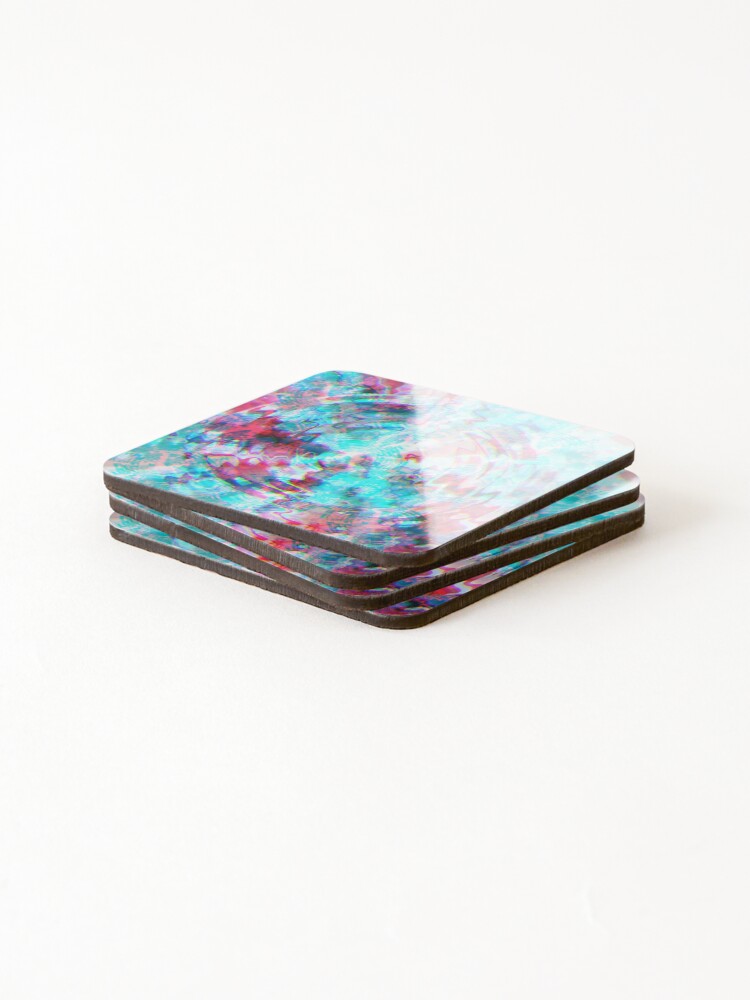 Thumbnail 4 of 5, Coasters (Set of 4), Turquoise Raspberry Ripples Painting designed and sold by KiwiArtistDK.