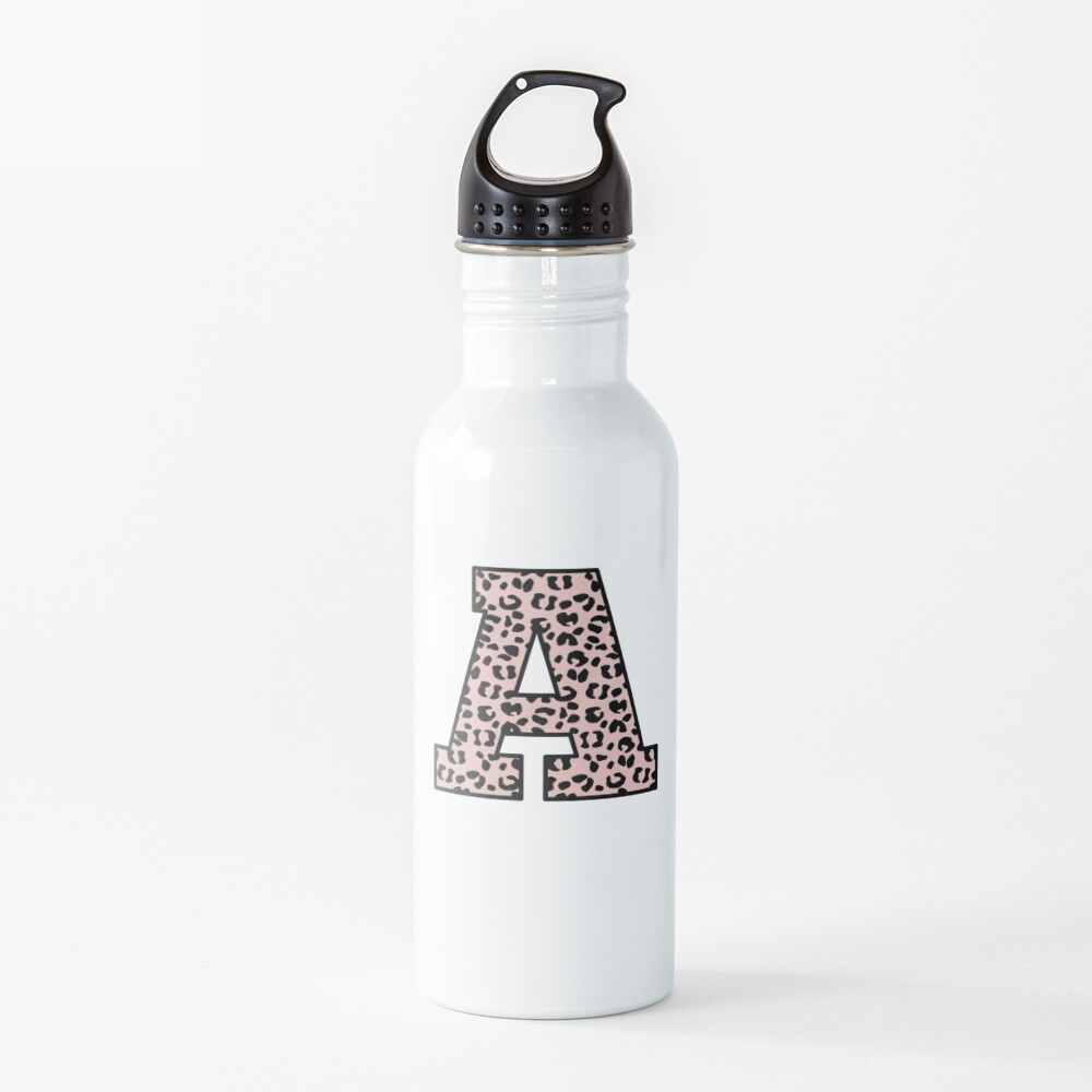 Leopard Monogram A Trendy Pink & Black Water Bottle