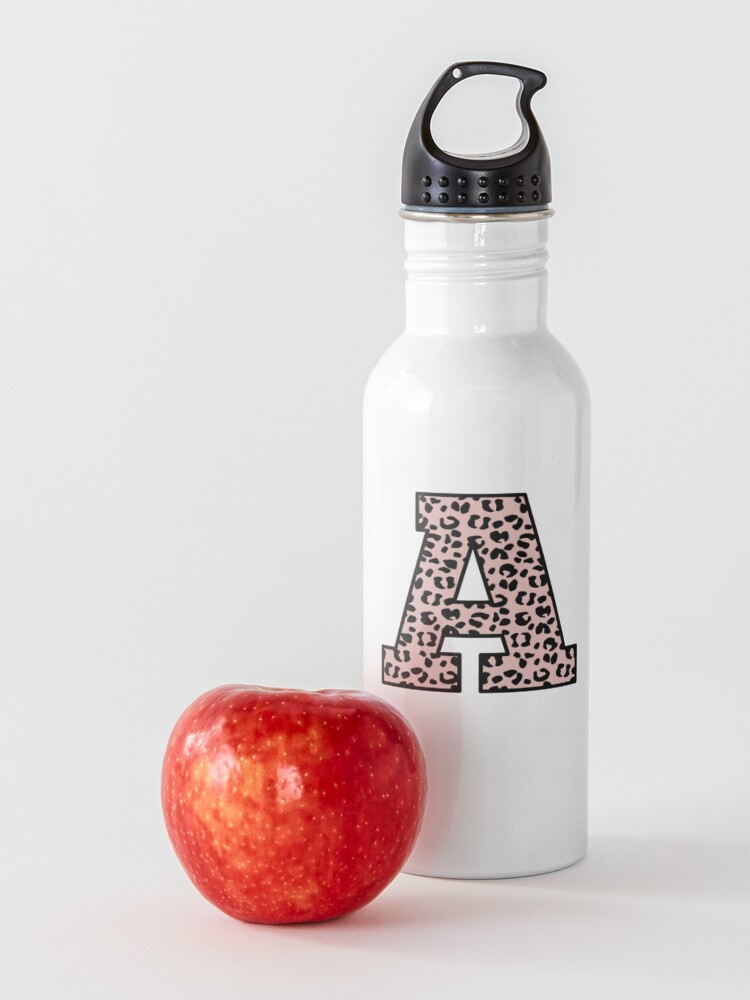 Alternate view of Leopard Monogram A Trendy Pink & Black Water Bottle