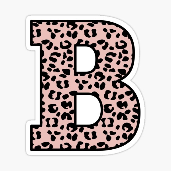 Leopard Monogram B Trendy Pink & Black Sticker