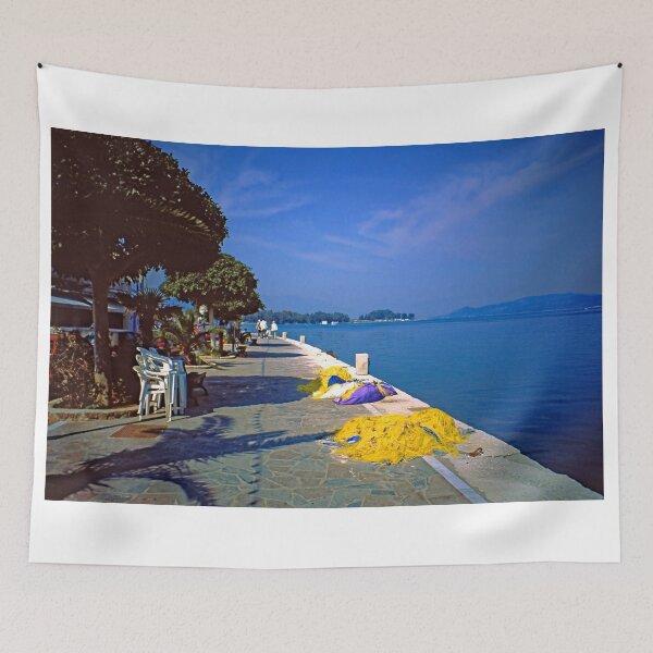 Item preview, Seafront with Yellow Nets, Island of Hydra, Greece designed and sold by Priscilla Turner.