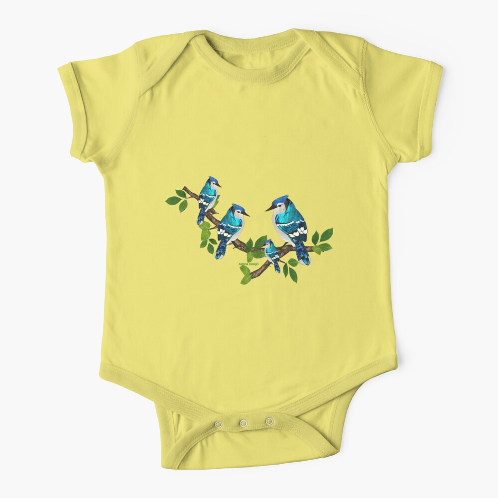 Blue Jay Bird Sitting on Branch Baby Onesie