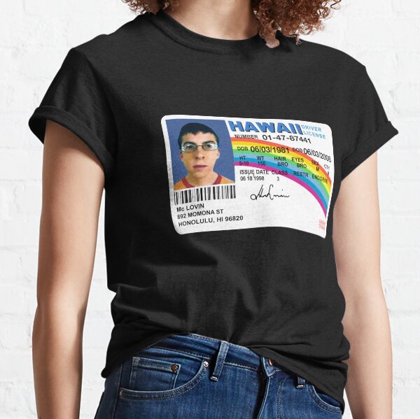 Mclovin de Superbad T-Shirt para hombres, McLovin Drivers Women Shirt, McLovin Shirt For Kids, Unisex Mclovin ID T-Shirt Camiseta clásica