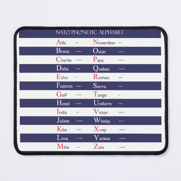 Item preview, NATO Phonetic Alphabet and Morse Code on marine stripe designed and sold by Fibracreativa.