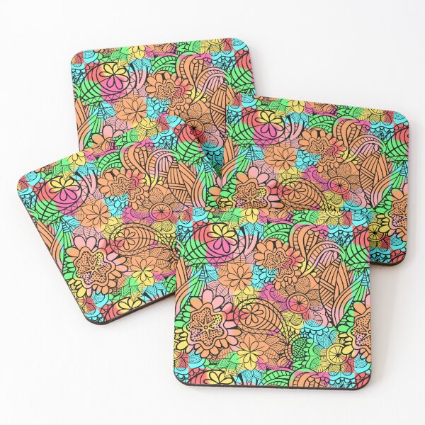 Item preview, Multicolored Folk Art Doodle Vintage Floral Pattern  designed and sold by LarkDesigns.