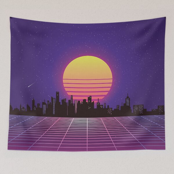 Item preview, Retrowave City 80s style sun designed and sold by leen12 Art Designs Prints.