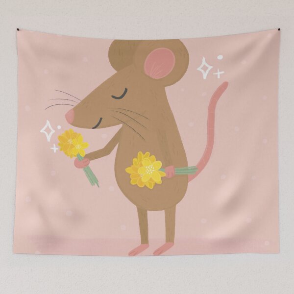 Item preview, Spring Mouse - Little Mouse with Flowers designed and sold by SleepyLilSloth.