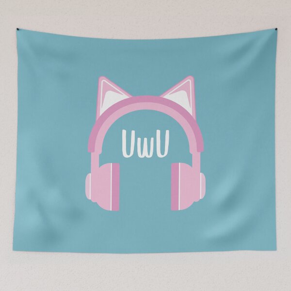Item preview, UwU - Headphones Kawaii (Cute Blue BG) designed and sold by FilipeFerreira.