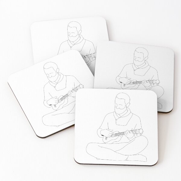Item preview, Man Playing The Ukulele line art (black) designed and sold by limitLIS.