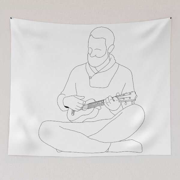 Item preview, Man Playing The Ukulele line art (black) designed and sold by limitLIS.