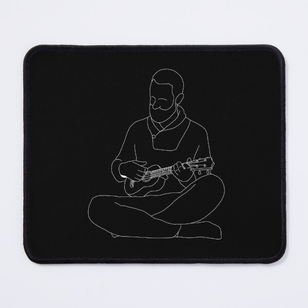 Item preview, Man Playing The Ukulele line art (white) designed and sold by limitLIS.