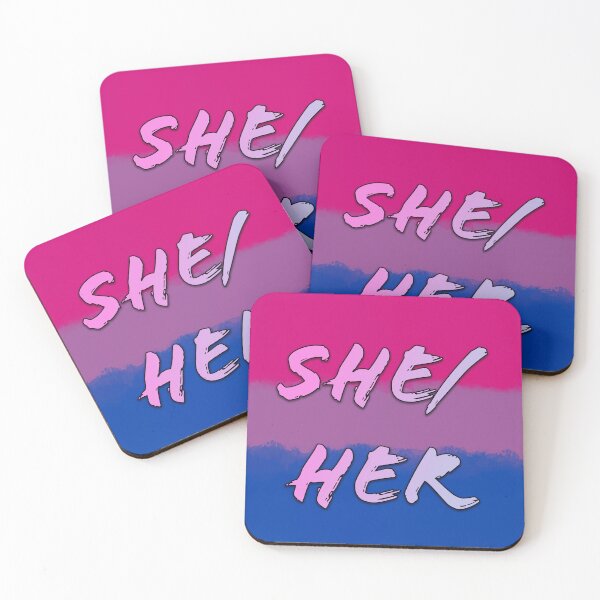 Item preview, SHE / HER BISEXUAL PRONOUN BADGE designed and sold by SaturnUmbreon.