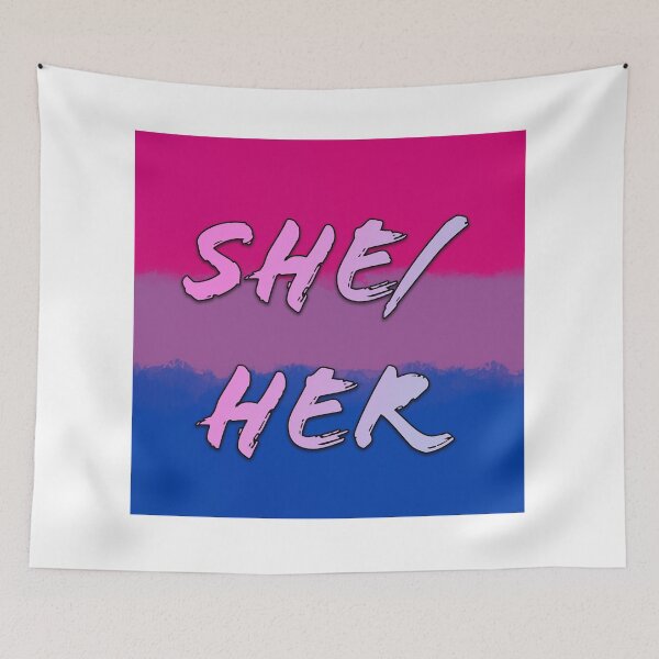 Item preview, SHE / HER BISEXUAL PRONOUN BADGE designed and sold by SaturnUmbreon.