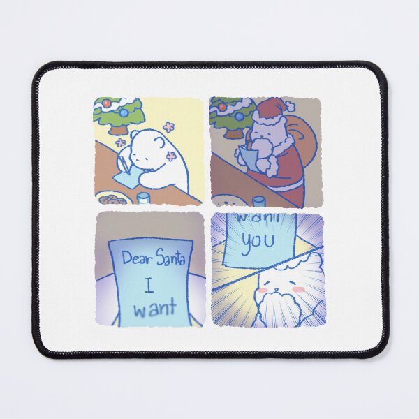 Item preview, Gonmi The Chubby Polarbear with mania , laziness and undone work / Dear Santa 4 panel comic / square frame designed and sold by MyFairyAndGonmi.
