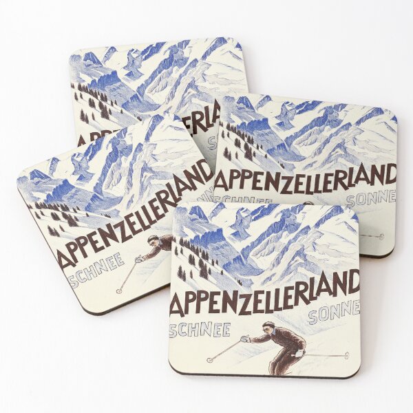 Item preview, APPENZELLERLAND Schnee Sonne Snow and Sun Switzerland Winter Sports Vintage Travel Poster designed and sold by retroposters.