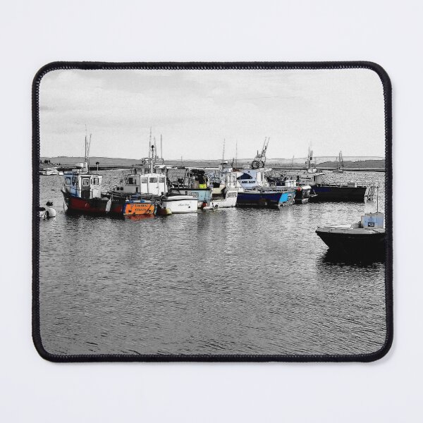 Item preview, Colour adjusted photograph of fishing boats at Keyhaven designed and sold by Clairemarris.
