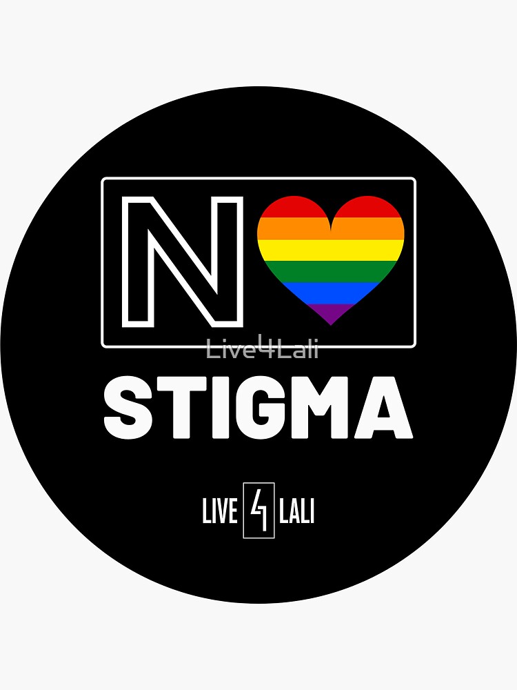Thumbnail 3 of 3, Sticker, Rainbow Heart No Stigma designed and sold by Live4Lali.