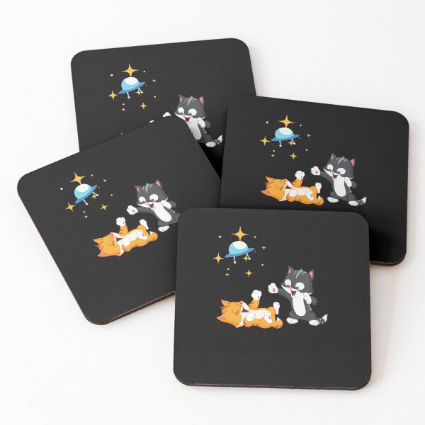 Item preview, Cute playing kittens with a space ship above designed and sold by WowAllinOne.