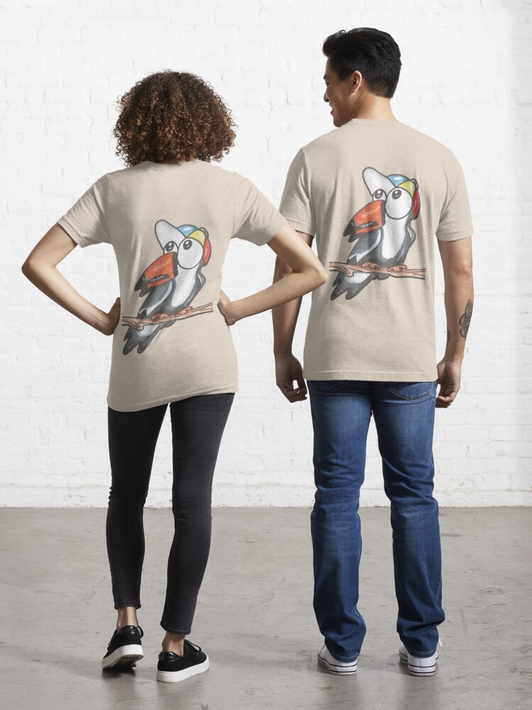 Fun bird wearing cap handmade in watercolor. shaded line | Essential T-Shirt