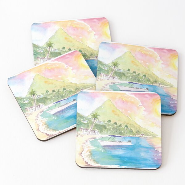 Item preview, St Lucia Sunset and Amazing Piton Beach Scene designed and sold by artshop77.