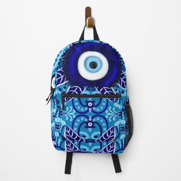 Item preview, Evil eye lucky charm mandala blue background designed and sold by Milamara.